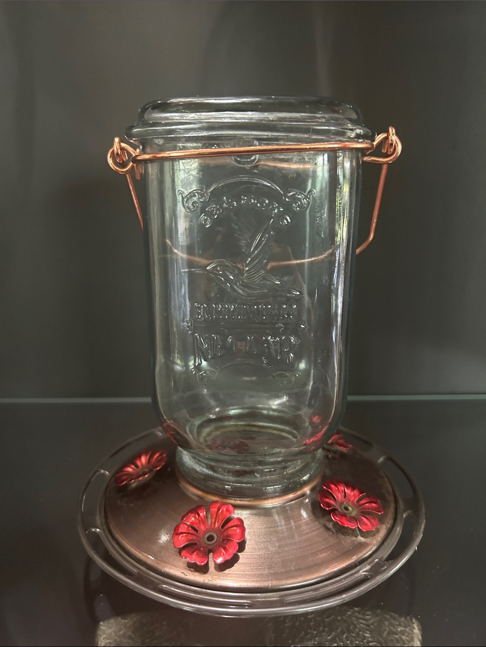 Mason Jar Hummingbird Feeder, Glass Hummingbird Feeders for Outdoors, 5 perches